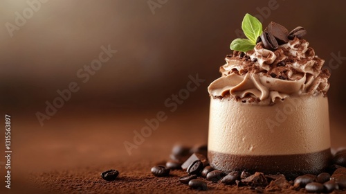 Wallpaper Mural Mocha mousse dessert, soft brown background. Color trend concept, tasty banner with place for text Torontodigital.ca