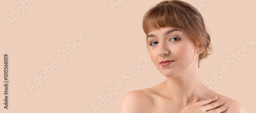 Pretty young woman with nud...