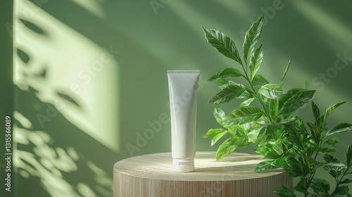 Cosmetic Tube, Green Background, Sunlight