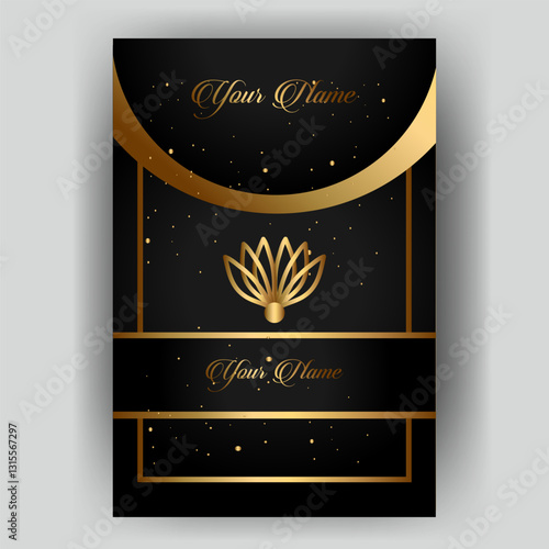 Gold Lotus Black Invitation Template Design