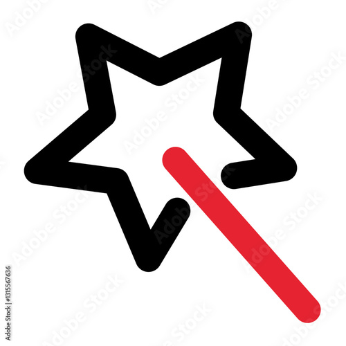 A Magical Red Ray Transforming A Bold Black Star Into Something Wondrous, A Vibrant Burst Of Creative Energy And Simple Graphic Design