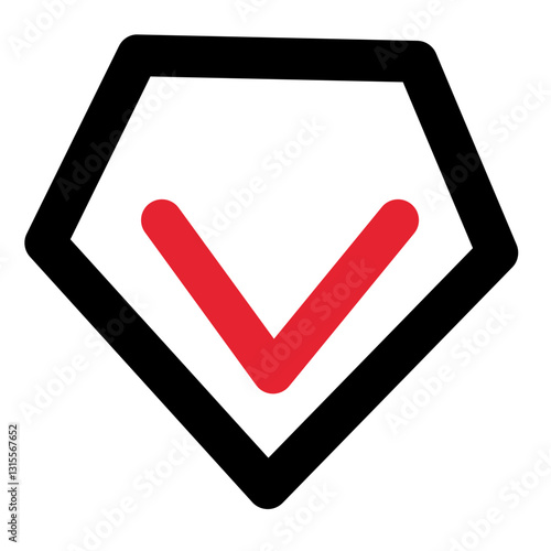 A Bold Red Checkmark Symbolises Approval, Signifying Success And Validation Within A Strong, Sharp, Black Geometric Shape