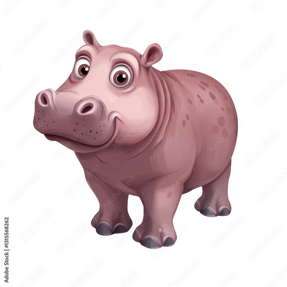 Cute hippopotamus vector cartoon animal character illustration on a white background Cute hippopotamus vector cartoon animal character illustration on a white background