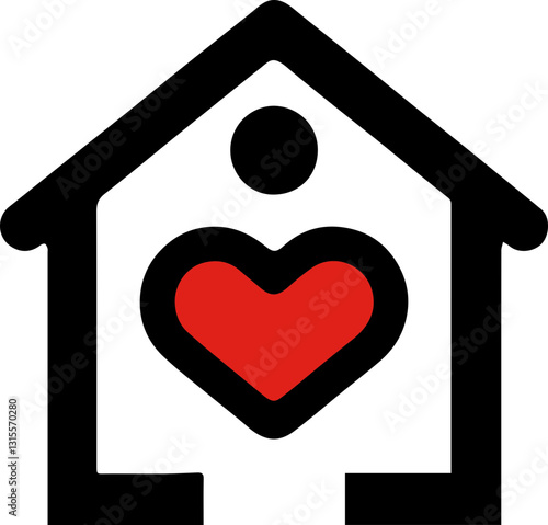 Home and love concept with house and heart icons