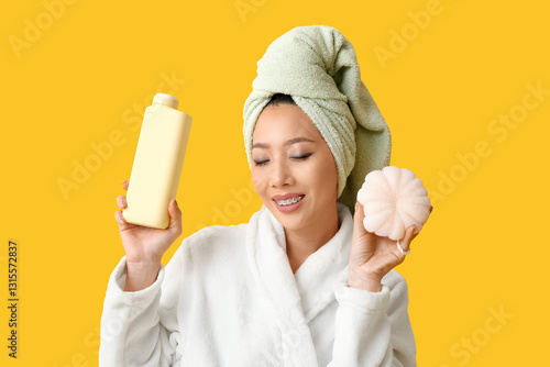 Young Asian woman in bathro...