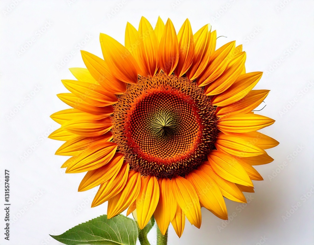 Fototapeta premium 白背景に1個のひまわり