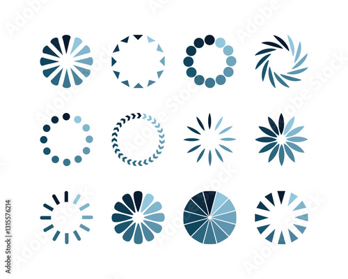 Collection Loading bar status icon. Vector illustration. Set of vector loaded icons. Download progress. Donload or Upload.