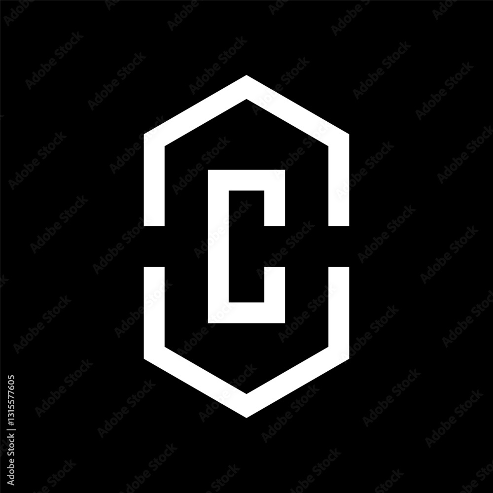 Letter C house minimal hexagon logo design Letter C house minimal hexagon logo design
