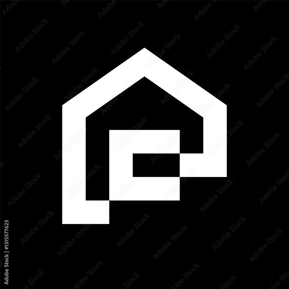 Letter C house real estate creative line logo Letter C house real estate creative line logo