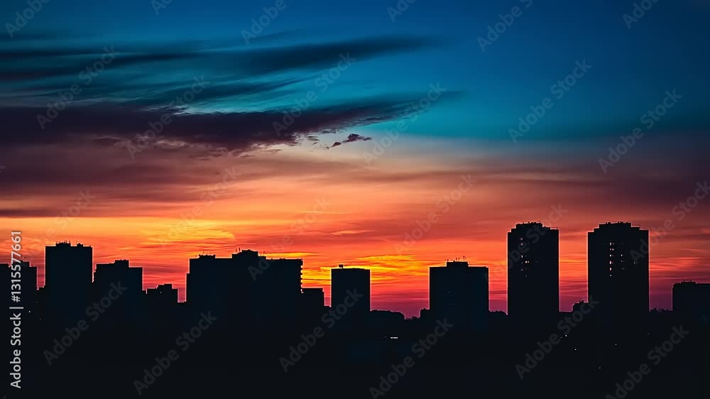 Fiery Sunset Silhouette Cityscape Fiery Sunset Silhouette Cityscape
