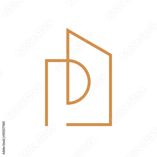 Letter P buliding line minimalist logo