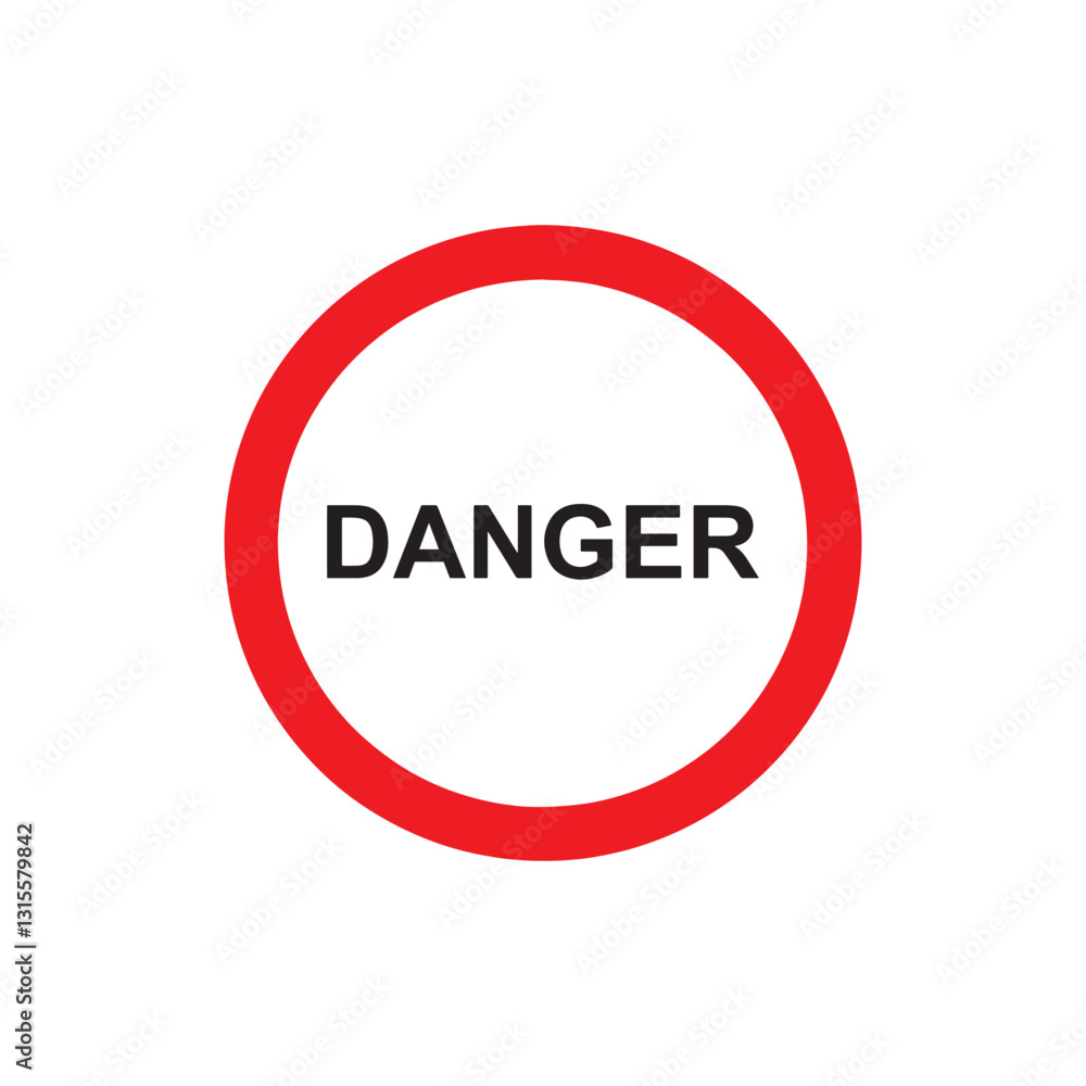 Red circular danger sign. Danger sign icon. Red warning vector flat illustration design. Red circular danger sign. Danger sign icon. Red warning vector flat illustration design.