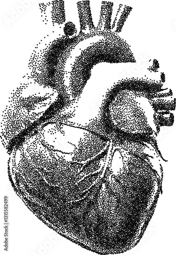 Heart vintage y2k stipple art, love halftone stipple brutalist retro vector png with transparent background, shape 2000s aesthetic photocopy effect tattoo
