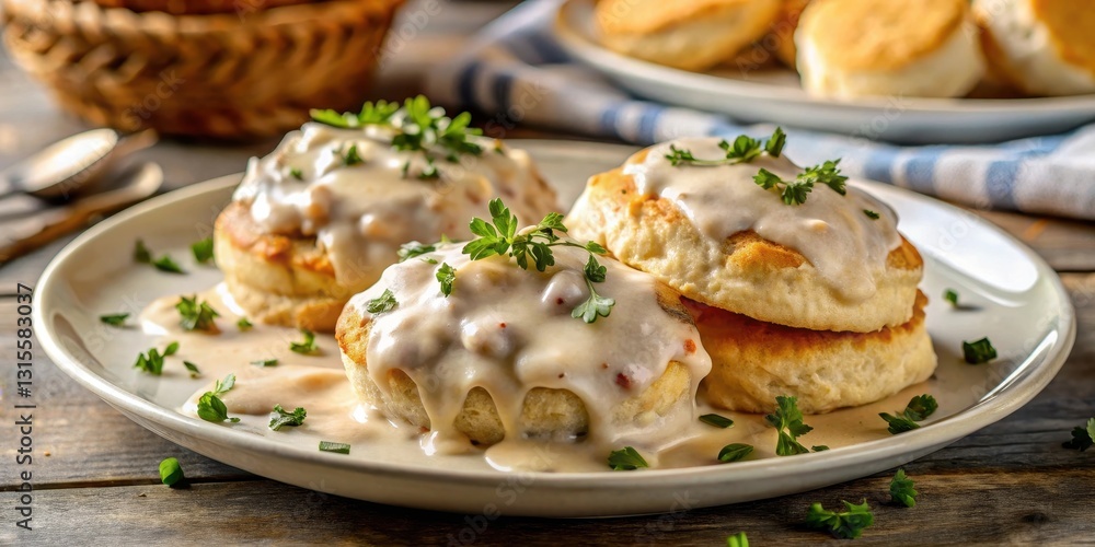 Flaky Biscuits with Savory Sausage Gravy, flavorful sauce, savory, flavorful sauce, savory, morning must have, golden Flaky Biscuits with Savory Sausage Gravy, flavorful sauce, savory, flavorful sauce, savory, morning must have, golden