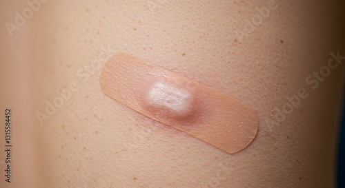 Applying Adhesive Bandage on Human Skin After Minor Injury
