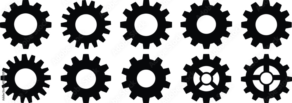 Gear silhouette set vector design big pack of engineer illustration and icon Gear silhouette set vector design big pack of engineer illustration and icon