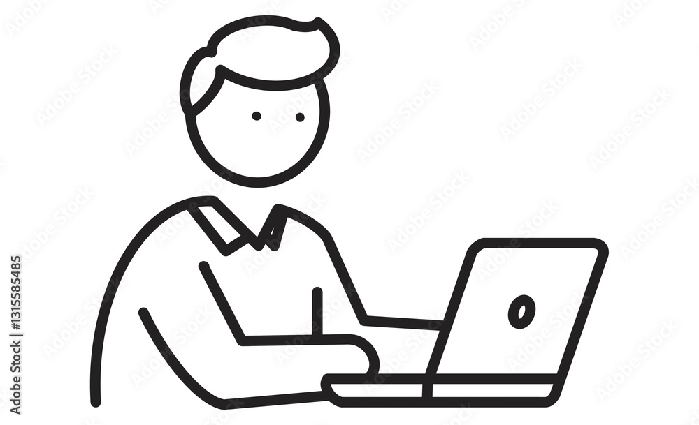 プログラマーのアイコン シンプルな線画イラスト プログラマーのアイコン シンプルな線画イラスト