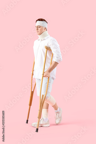 Injured young man after acc...