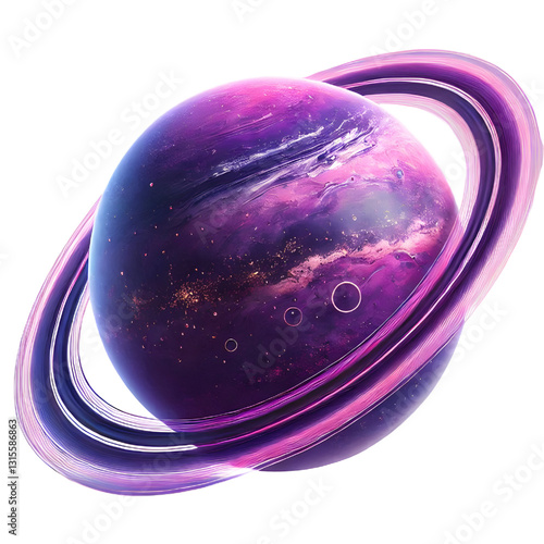 purple ring planet isolated on white background