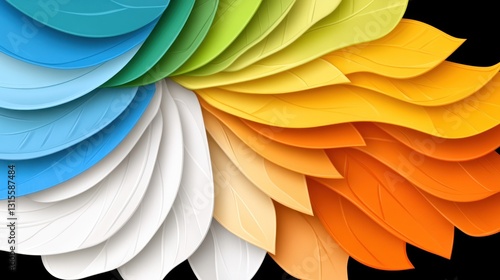 Colorful autumn leaves pattern arranged in a circle. Black background. Use  decoration