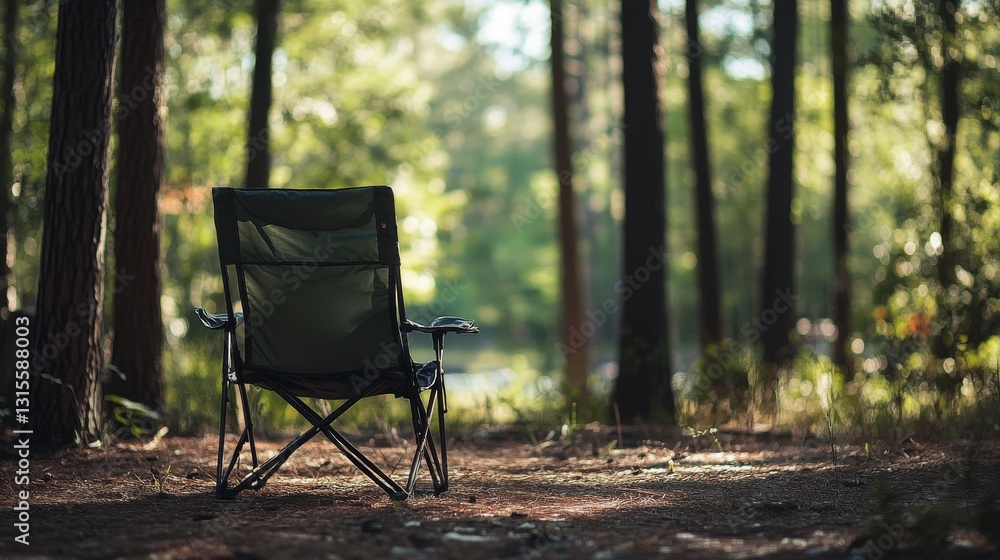 21.A solitary camping chair placed at a campsite in the woods, surrounded by towering trees and the natural beauty of the forest, ready for relaxation by the campfire or under the open sky. 21.A solitary camping chair placed at a campsite in the woods, surrounded by towering trees and the natural beauty of the forest, ready for relaxation by the campfire or under the open sky.