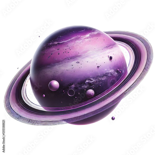 purple ring planet isolated on white background