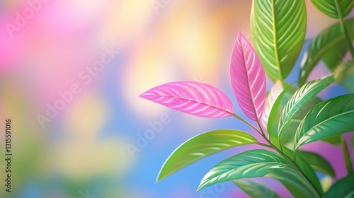 Colorful leaves close up, with vibrant background. Symbolizes growth and nature. Use Wall art