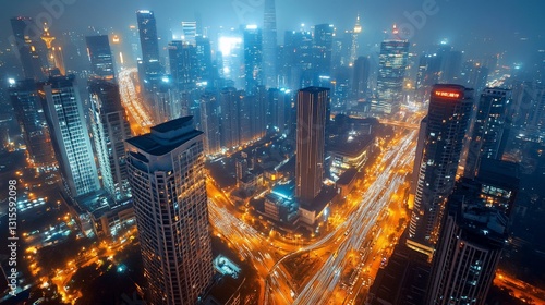 Wallpaper Mural City lights illuminate the night in a breathtaking urban landscape view Torontodigital.ca