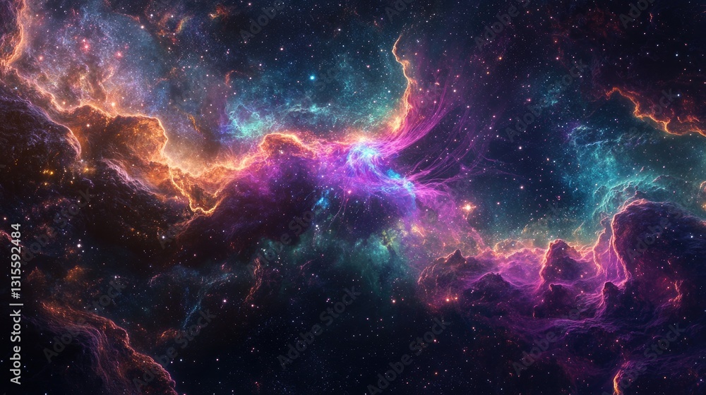 Colorful Cosmic Nebula with Stars and Galaxies in Deep Space Vast Universe Illustration Colorful Cosmic Nebula with Stars and Galaxies in Deep Space Vast Universe Illustration