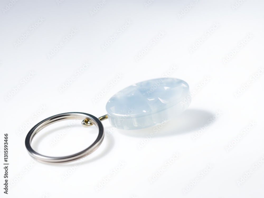 Arctic White Keychain with Pale Blue Splash - Dynamic Focus Arctic White Keychain with Pale Blue Splash - Dynamic Focus