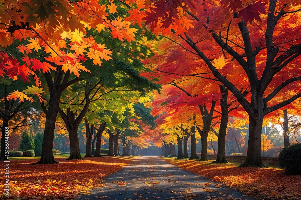 Fototapeta premium Colorful Maple Leaves Creating a Stunning Autumn Background
