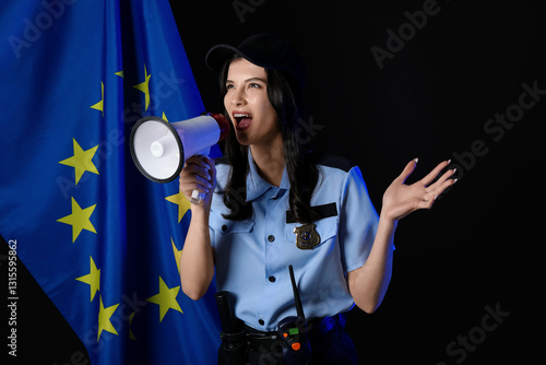 Young female police officer...