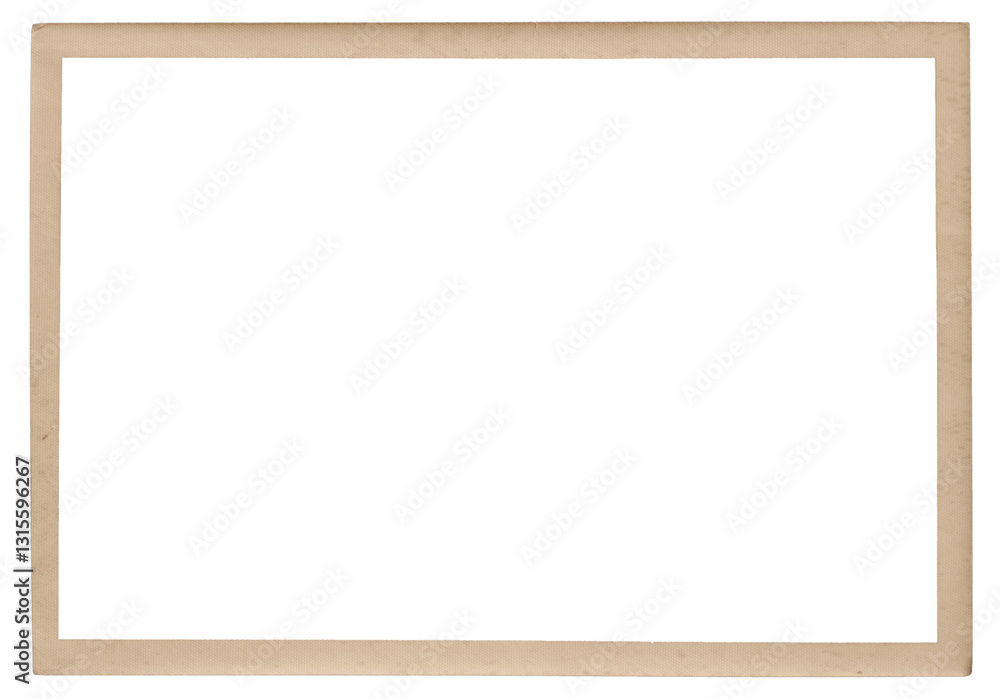 Retro sepia photo paper frame isolated on transparent background. Scanned material for retro photo frames and templates