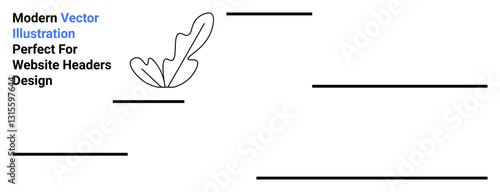 Abstract leaf with bold black horizontal lines creating a clean composition. Ideal for web design, posters, branding, UIUX, presentations, marketing, infographics, flat landing page banner