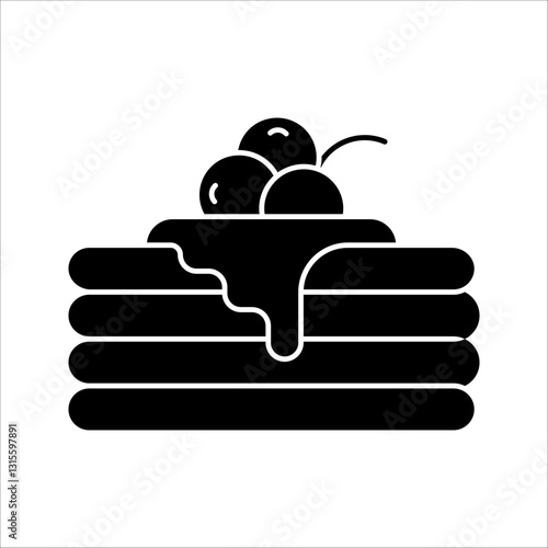 pancakes Icon Symbol isolated white background. vector illustration. color editable.