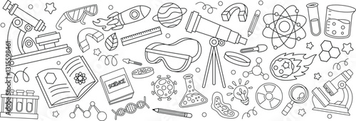 Set of hand drawn doodle science and chemistry vector illustration