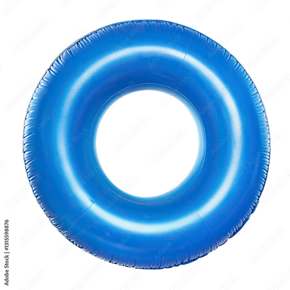 Bright Blue Inflatable Pool Ring Water Float for Summer Fun and Relaxation on a Bright Background Bright Blue Inflatable Pool Ring Water Float for Summer Fun and Relaxation on a Bright Background