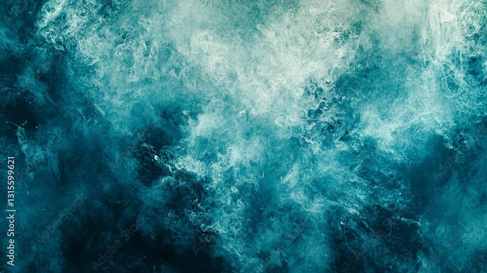 Fototapeta premium Abstract teal and white smoke texture.