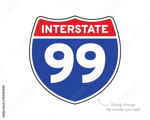 Interstate Route Marking US Road Sign High Quality Stock Vectorial Image