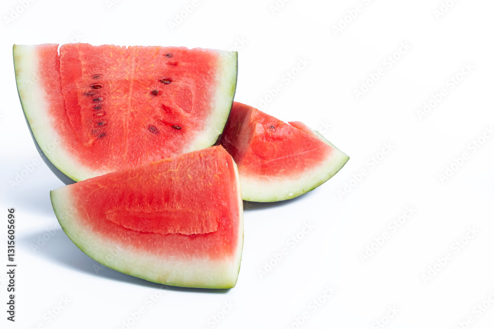 Fresh slices of juicy watermelon on a white background Fresh slices of juicy watermelon on a white background