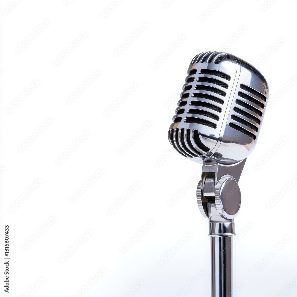 Fototapeta premium Vintage microphone on white background