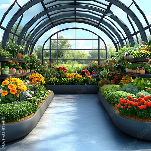 Greenhouse with vibrant flora
