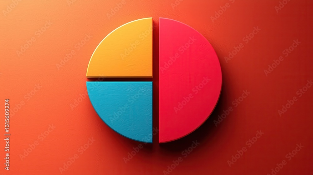 Obraz premium Vibrant Pie Chart on Orange Background