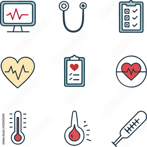 Health Checkup Icons Set – Editable Stroke, Medical, Diagnosis, Wellness