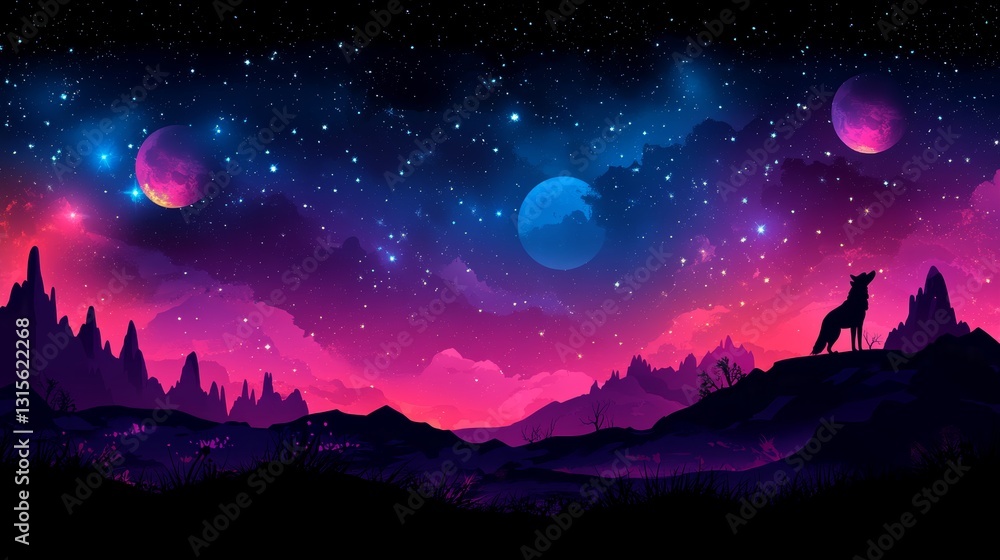 Astral wolves dreamlike seamless pattern art high fidelity digital design surreal environment aesthetic viewpoint for visual experiences Astral wolves dreamlike seamless pattern art high fidelity digital design surreal environment aesthetic viewpoint for visual experiences