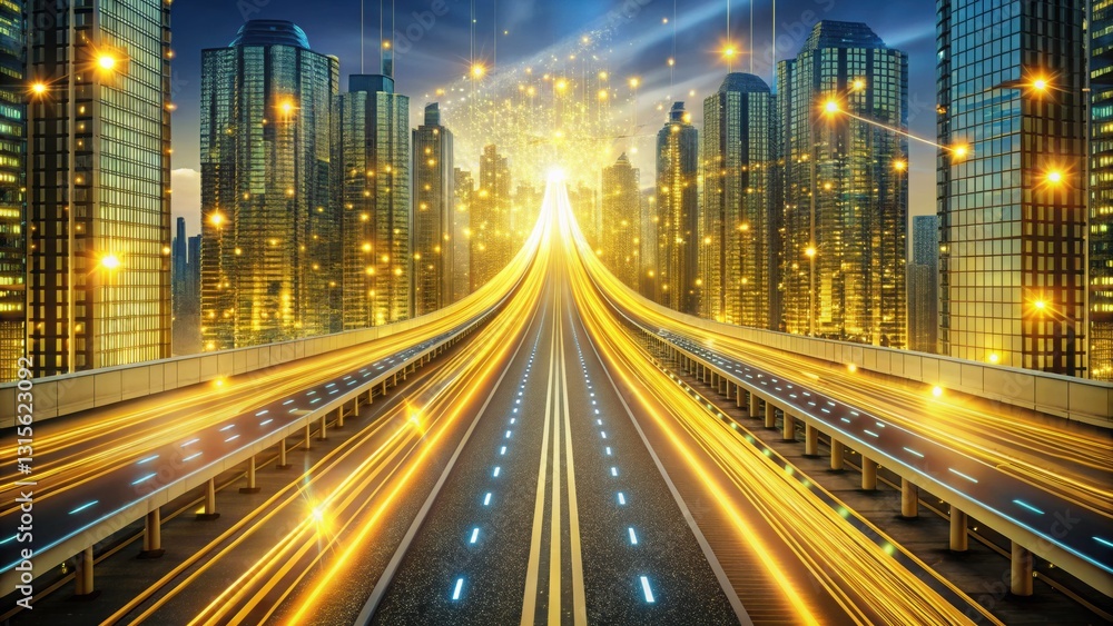 Vibrant cityscape illuminated by night lights with busy streets and glowing skyscrapers in view Vibrant cityscape illuminated by night lights with busy streets and glowing skyscrapers in view