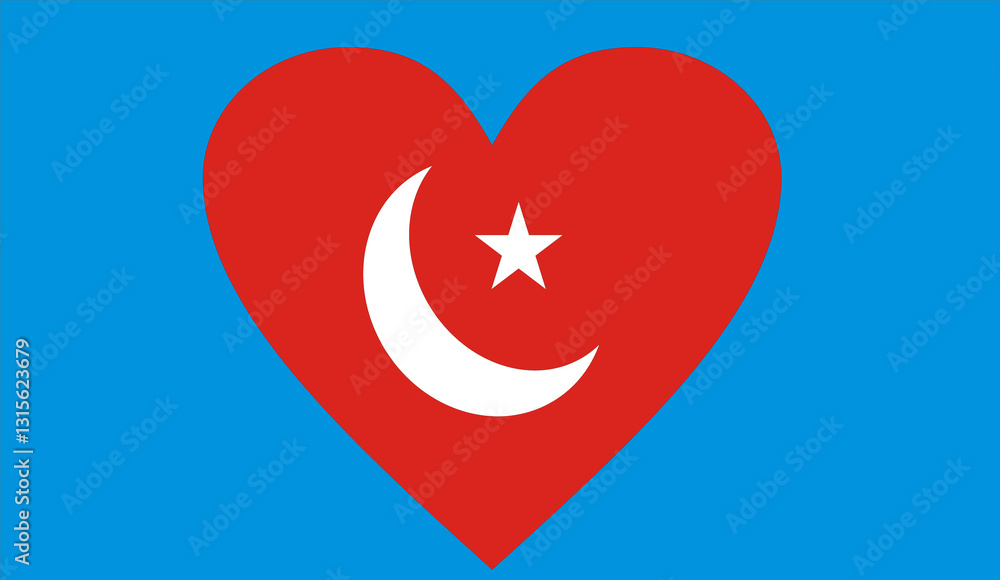 turkey flag. Flag of turkey t with contrasting contour, symbol of love for his country or valentine day, patriotism turkey flag. Flag of turkey t with contrasting contour, symbol of love for his country or valentine day, patriotism