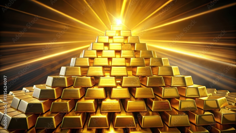Obraz premium A majestic mountain of shining gold bars depicting abundance and prosperity in finance and wealth