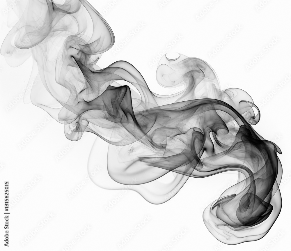 Fototapeta premium black smoke or fog isolated on white background. 