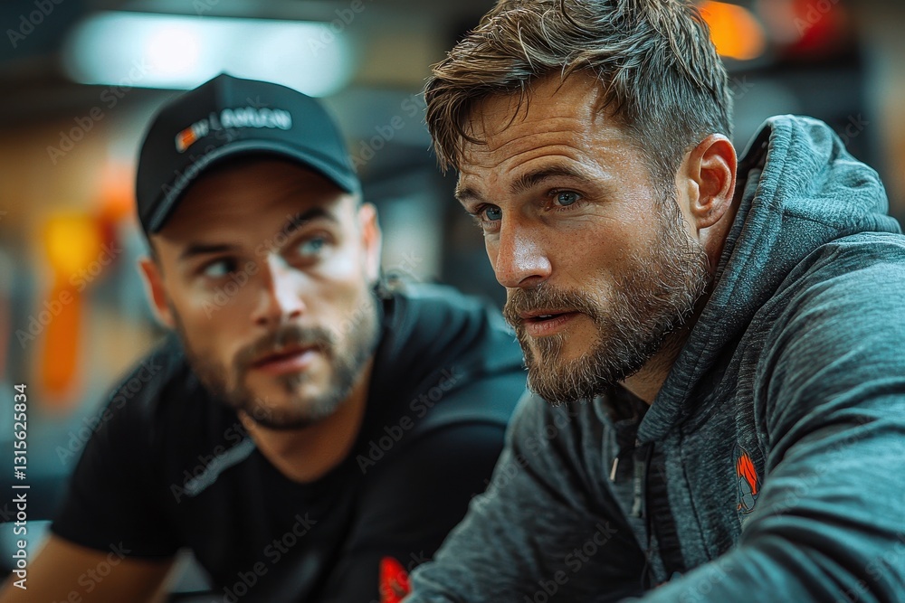 Personal Trainer Guides Client at the Gym Personal Trainer Guides Client at the Gym